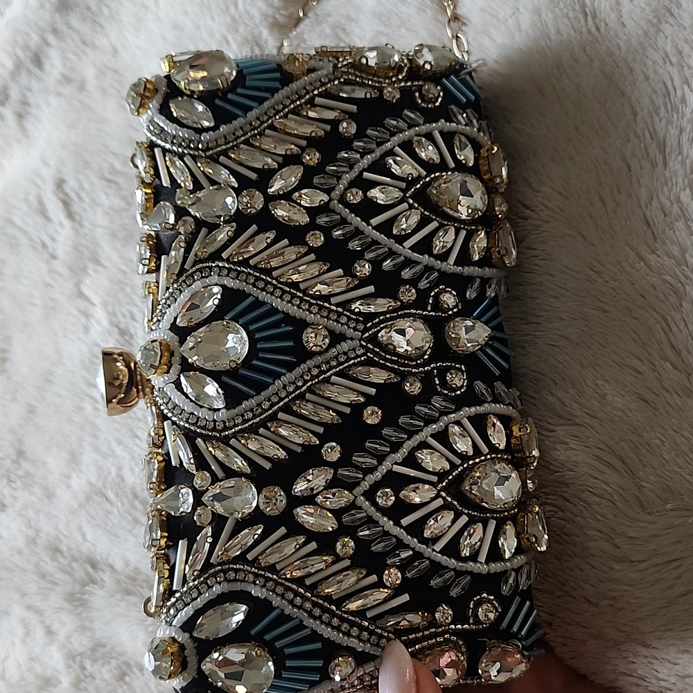 Embellished Black and Gold Clutch